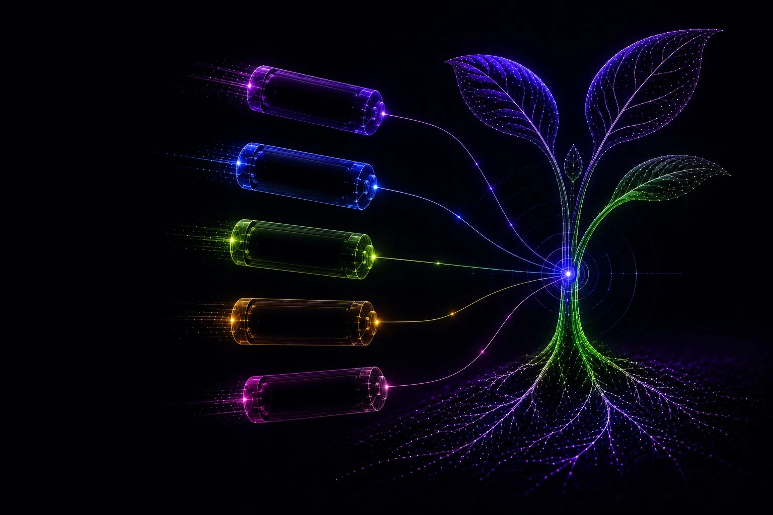 Trait module visual with colored capsule modules